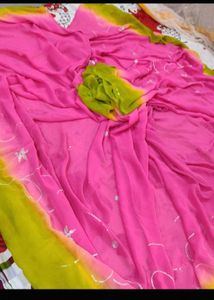 Pink Green Saree