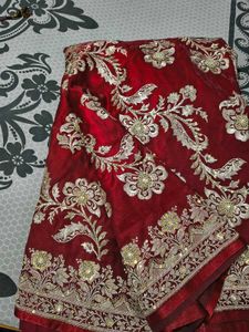 Beautiful Bridal Red Banarasi Saree
