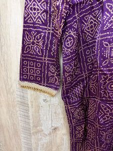 Vibrant Purple Bandhani Kurta Set with dupatta