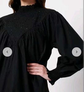 Black Embroidered Bayside Ladder Trim Dress.