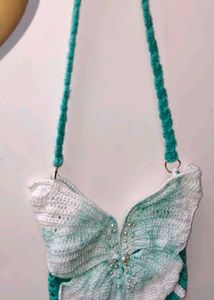 Crocheted Butterfly Crossbody Bag