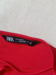 Zara Red Sating Midi Dress- Size XS