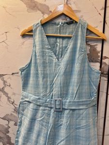 Light Blue Plaid Jumpsuit, Bust- 36/38