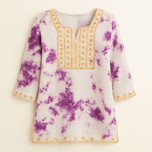 Tie-Dye Embroidered Kurta
