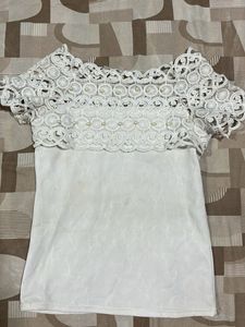 Elegant White Lace Off-Shoulder Top