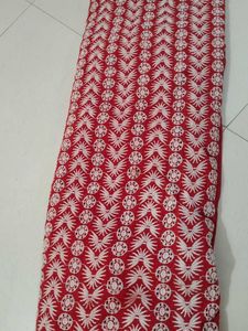 Red Cotton Eyelet Fabric