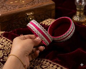 Beautiful Pink &amp; Silver Bangles