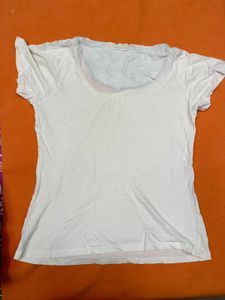 White Floral Print Layered T-Shirt