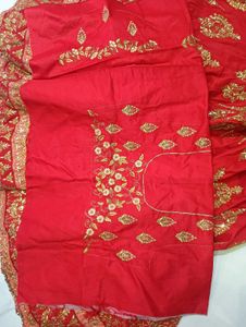 Stunning Orange &amp; Red Embroidered Lehenga Choli