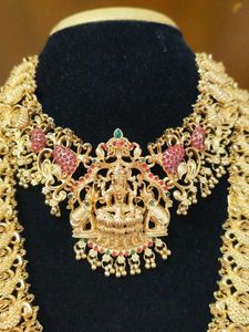 Exquisite Gold Plated Lakshmi Haram Set