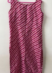 Pink Striped Sleeveless Kurta