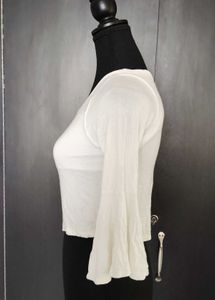 White Bell Sleeve Crop Top