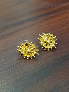 Intricate Gold Tone Sunburst Earrings