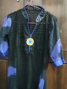 Stylish Black Kurta with Blue Accents