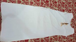 Yellow &amp; White Straight Kurti with Shrug | M Size