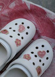 Cute White Clogs with Charms