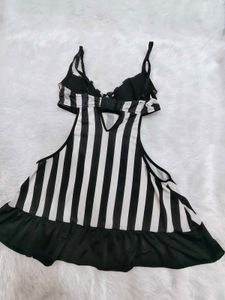 Striped babydoll chemise/mini slip