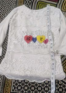 Cute White Layered Girls Top