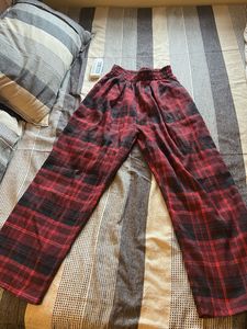 Cozy Plaid Wide-Leg Pants