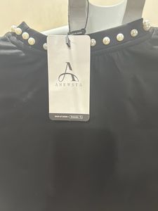 Chic Black Pearl Embellished Top