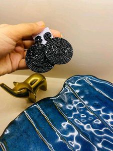 Black Beaded Statement Earrings! 4 Sets