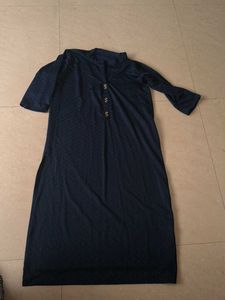 Navy Blue Textured Kurta