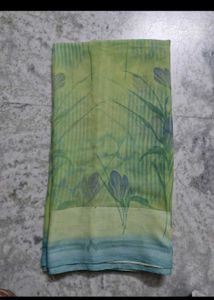 Beautiful Green Saree with Floral Print