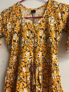 Vibrant Yellow Floral Maxi Dress