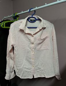 Light Pink Textured Button-Up Shirt