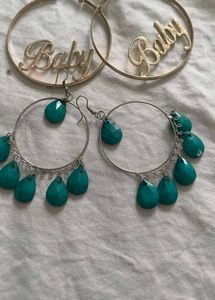 Chunky Hoop Earrings with "Baby" Charm combo