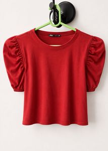 Red Puff Sleeve T-Shirt