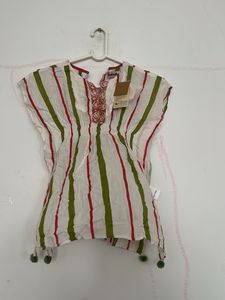 Striped Kaftan Tunic with Tassels