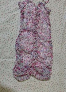 Chic Floral Print Ruched Mini Dress