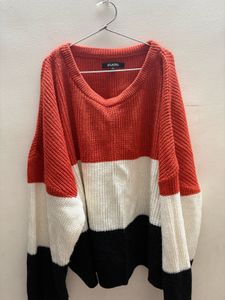 Zudio Orange &amp; White Sweater