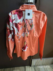 Brand New Branded Satin Silk Orange Printed Co Order Set
