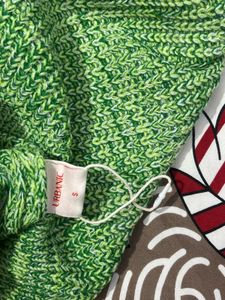savana  Green Knit Cropped Sweater