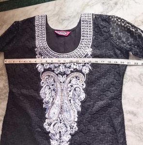 Brand new embroidery black long kurta salwar set