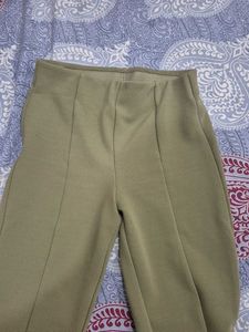 h&m Olive Green Textured bodycon Pants
