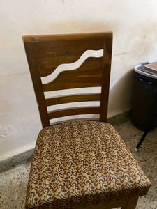 Wooden Dining Chair with Patterned Seat