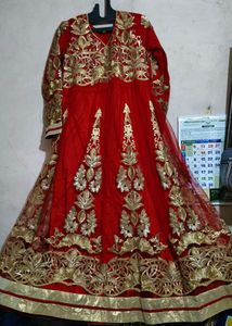 Stunning Red &amp; Gold Embroidered One piece