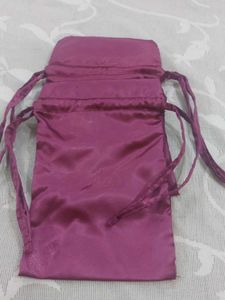 Purple Satin Drawstring Pouch - Pack of 2