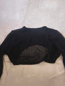 Sheer Black Cropped Sweater