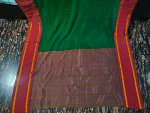 Traditional pure silk Saree with Red Border
