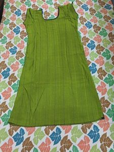 Green Striped Kurta Set with Navy Dupatta