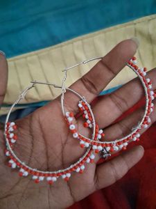 Garba Boho Beaded Hoop Earrings Set