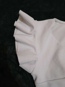 White Ruffle Sleeve Crop Top