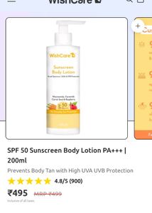 WishCare SPF 50 Sunscreen Body Lotion
