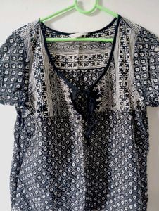 Boho Print V-Neck Top