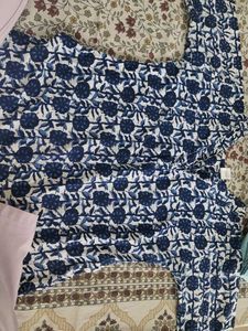 Short Blue floral block print kurta