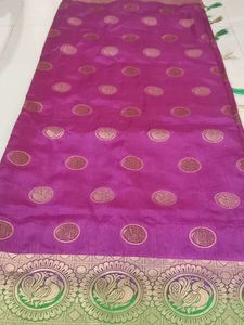 Elegant Purple &amp; Green Silk Saree